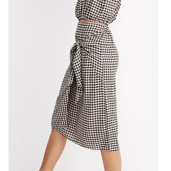NEW TAVIK GINGHAM PRINT WRAP MIDI SKIRT